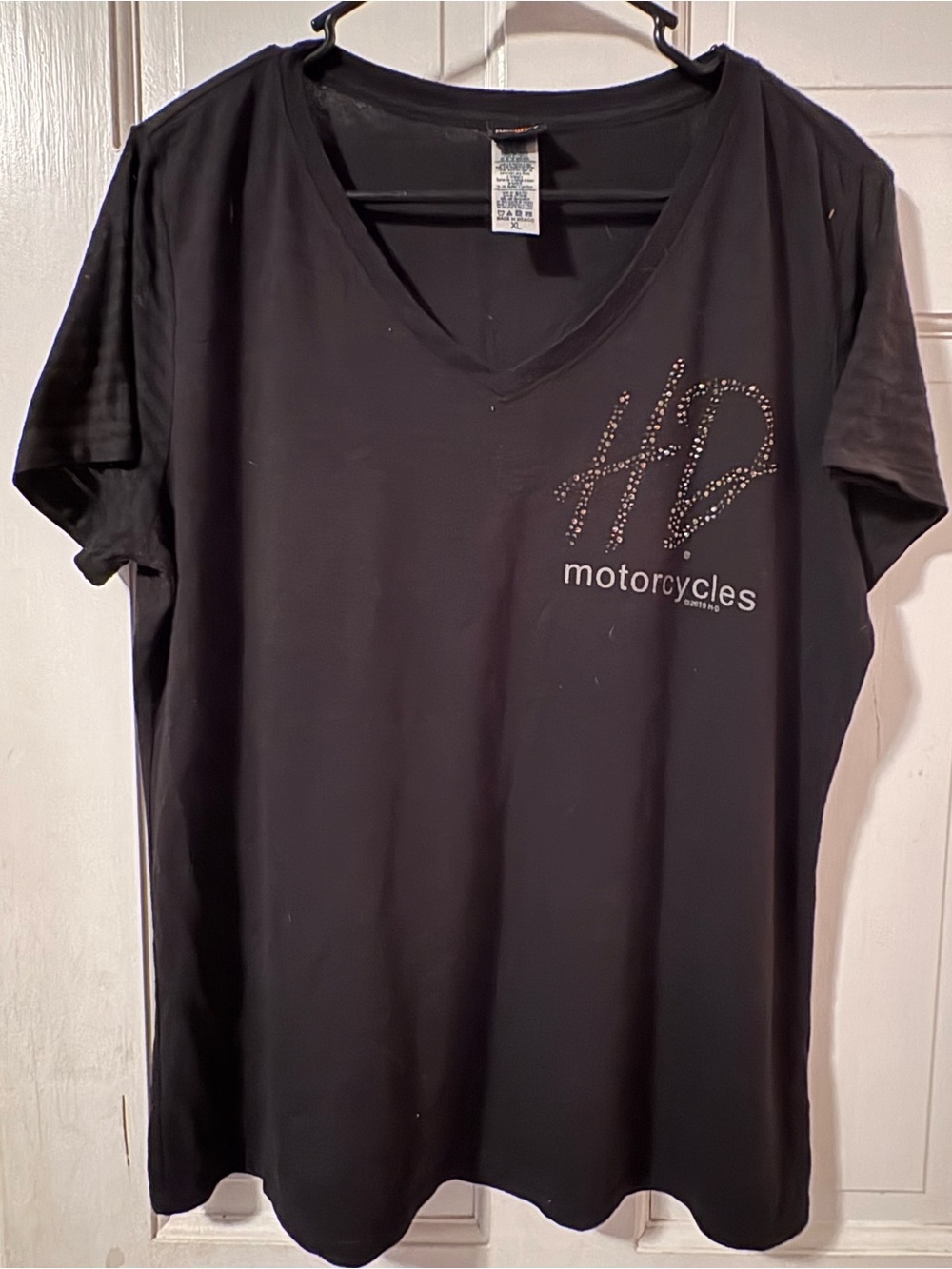 Harley-Davidson Black T‑Shirt with Orange and White Bar & Shield Logo